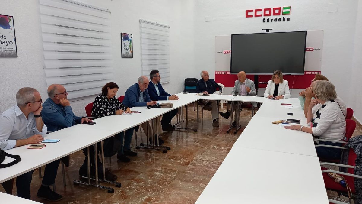 Reunión de Antonio Hurtado y José Antonio Romero con la federación de mayores de CCOO.