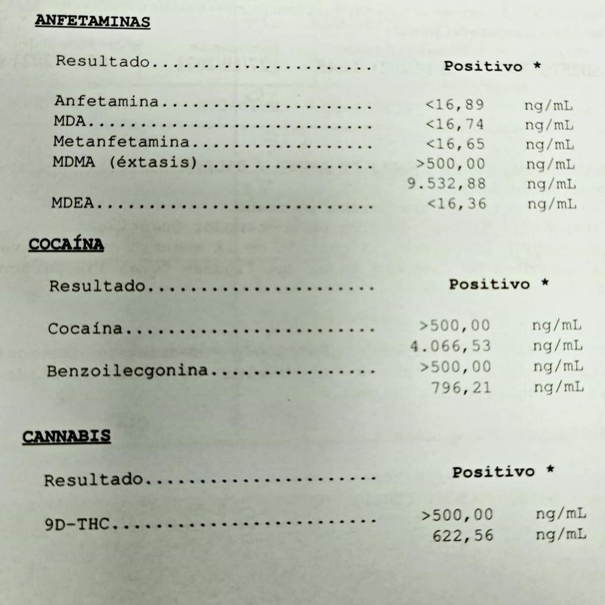 Parte con el resultado de los análisis realizados al conductor que ha sido difundido por la Policía Local de Onda.