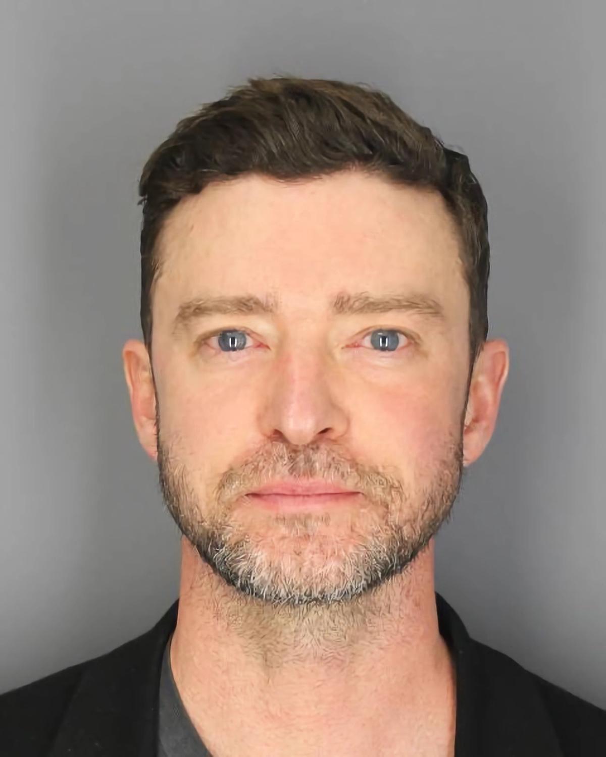 Fotografía de la ficha policial de Justin Timberlake.