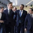 El ministro principal de Gibraltar, Fabian Picardo; el ministro de Exteriores británico, David Cameron; el vicepresidente de la Comisión Europea Maros Sefcovic ; y el ministro de Exteriores español, José Manuel Albares