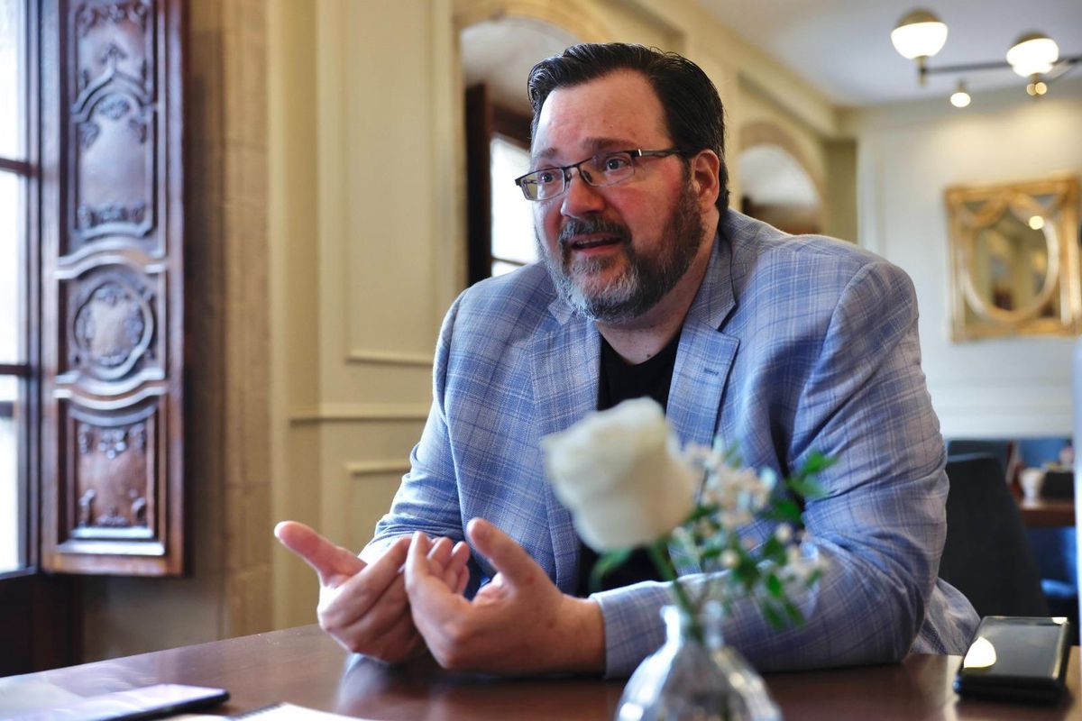 Brandon Sanderson, en un momento de la entrevista