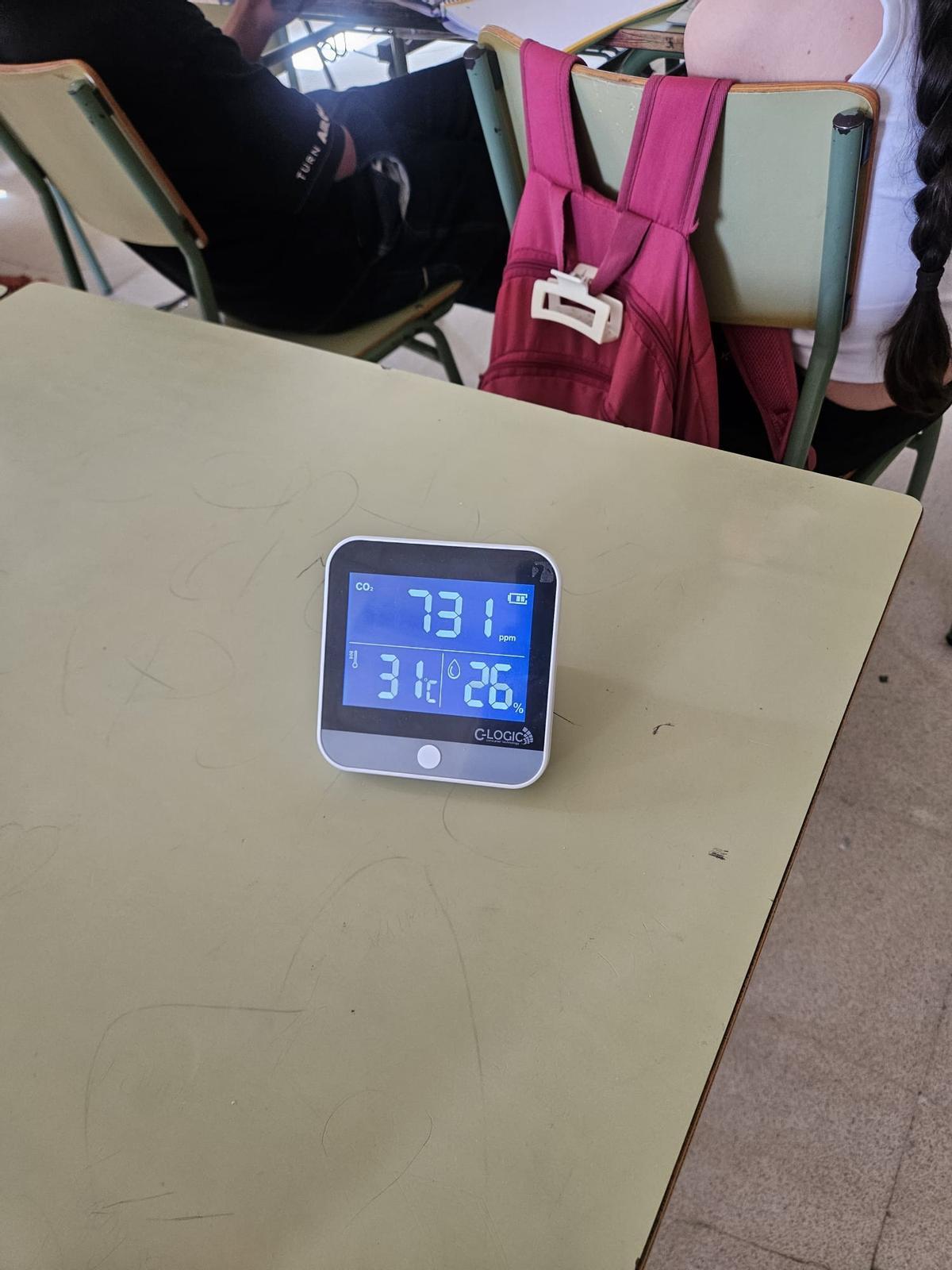 Un termómetro en el IES Monte Naranco, de Oviedo