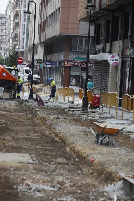 Aspecto de la calle Aguado, en obras, esta mañana