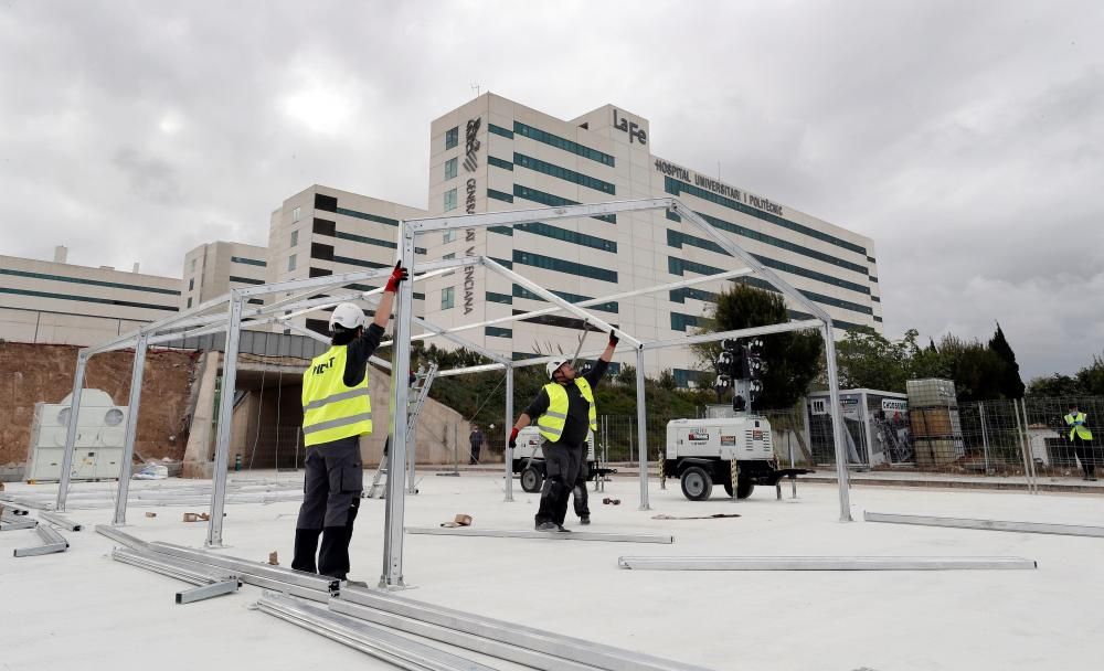 Empieza el montaje del hospital de campaña de València en la Fe