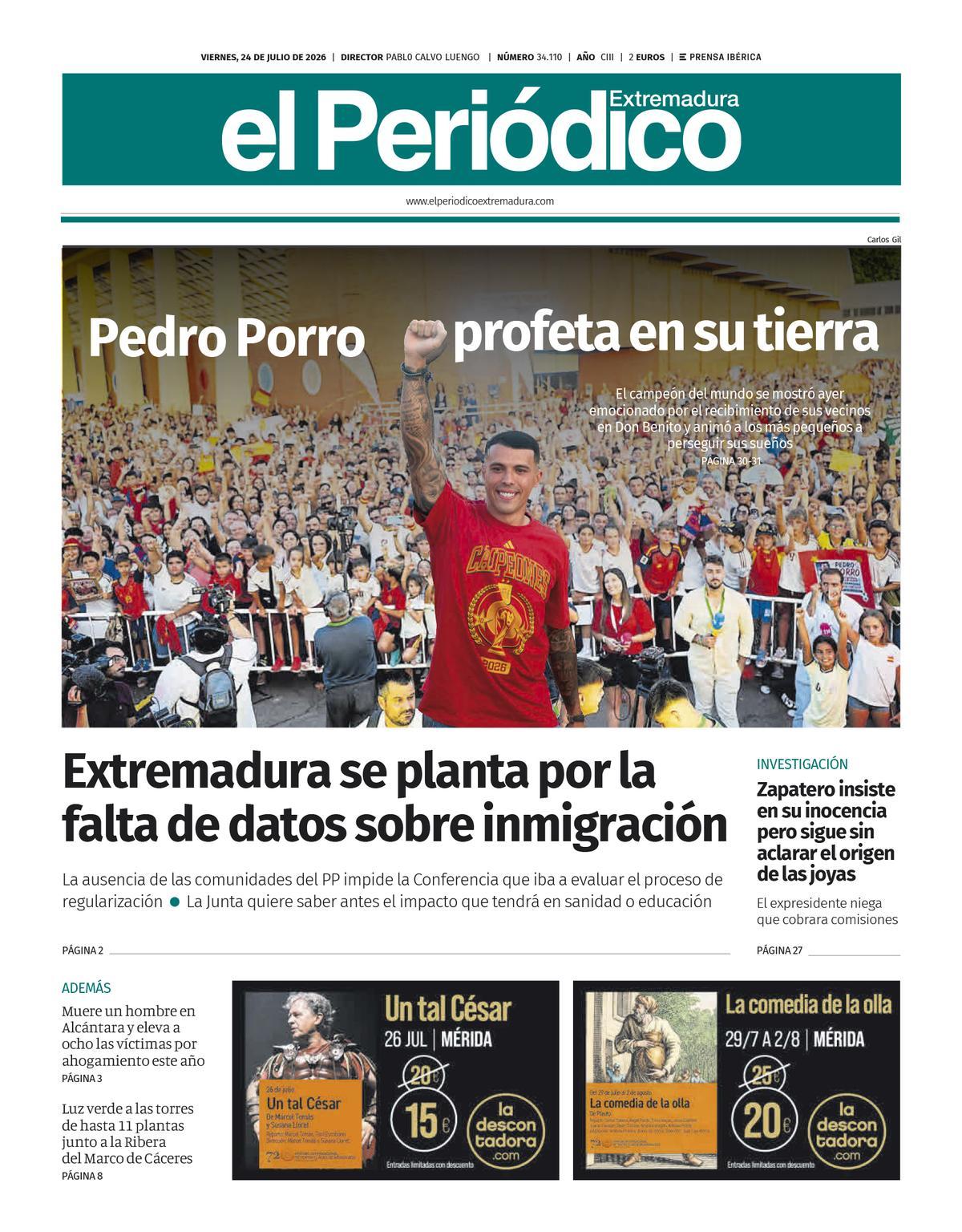Consulta la portada correspondiente al día 24 de julio de 2026