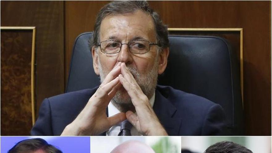 Rajoy en la imagen superior junto con Kenny, Michel y Renzi.