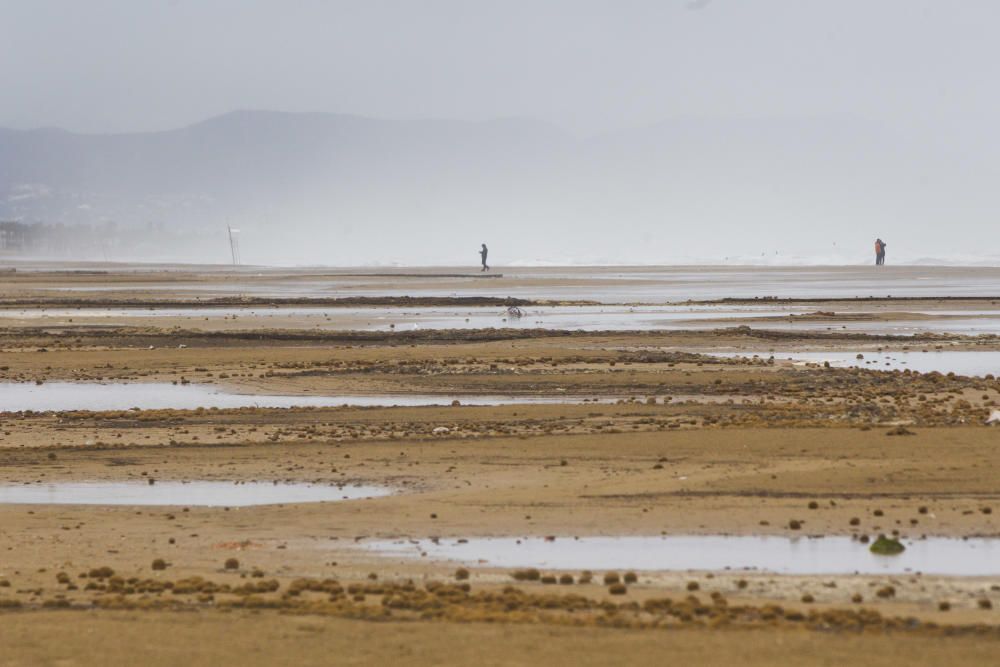 Las playas de la Malva-rosa, el Cabanyal y la Marina tras el temporal marítimo.