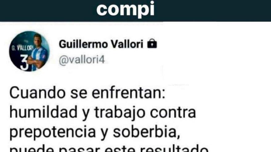 Mensajes en las redes sociales de Vallori y Raíllo.