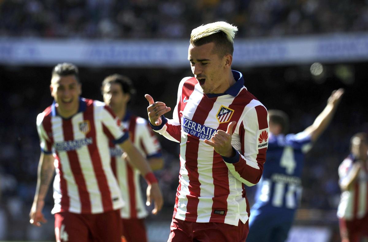Griezmann celebra un gol en Riazor