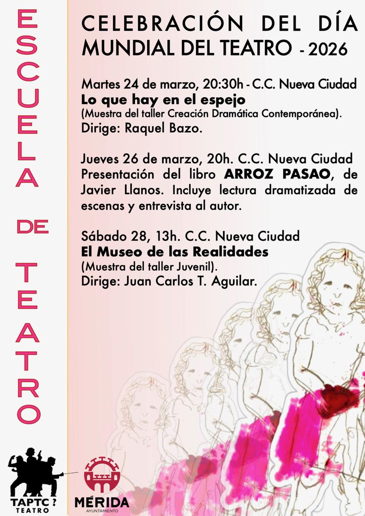 Cartel anunciador de las actividades por el día del teatro.