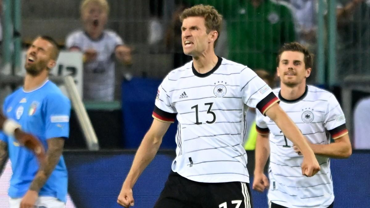 Müller celebró con rabia el tercer gol de Alemania ante Italia (5-2)