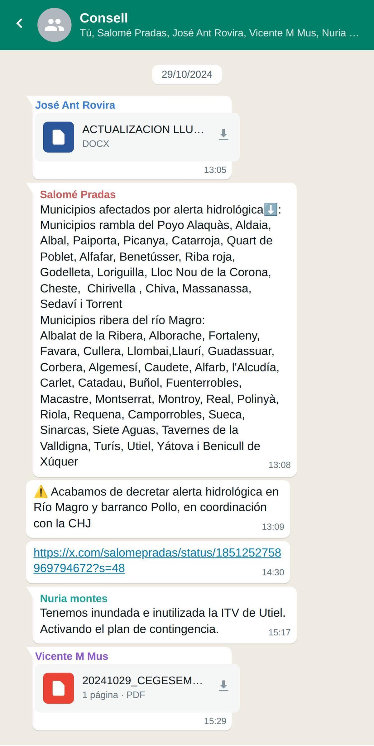 Simulación del chat del Consell el día de la dana