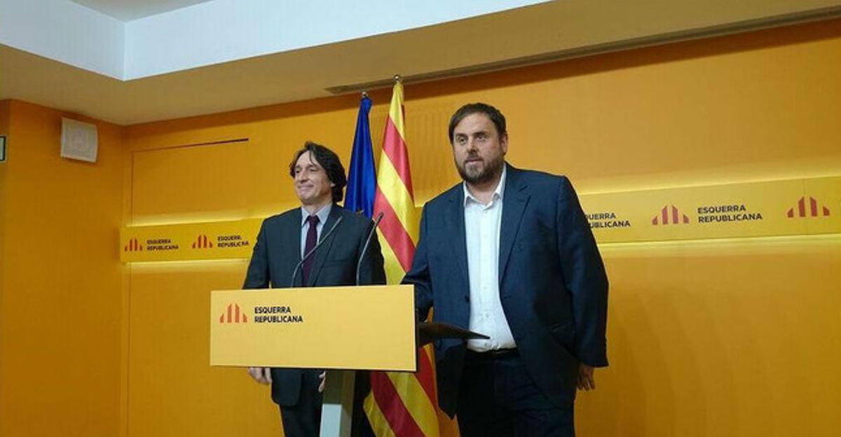 Jordi Portabella i Oriol Junqueras, aquest dimarts a la seu d’ERC. Jordi Portabella i Oriol Junqueras, aquest dimarts a la seu d’ERC.