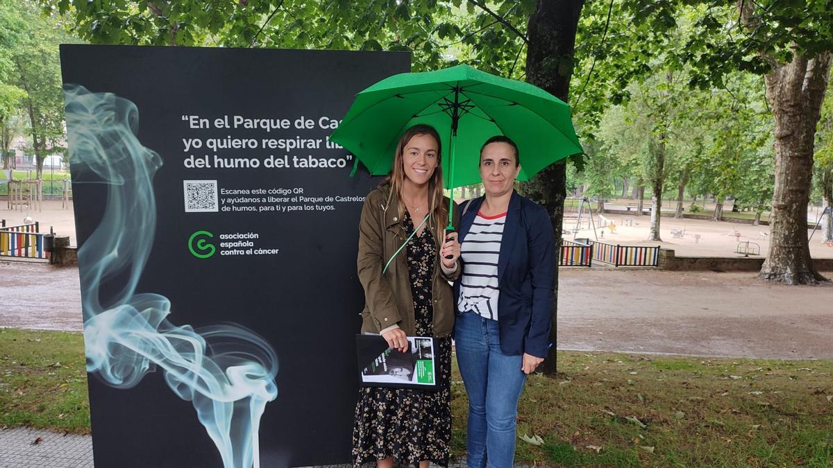 Punto de recogida de firmas que fue instalado ayer en Castrelos con motivo del Día Mundial sin Tabaco.