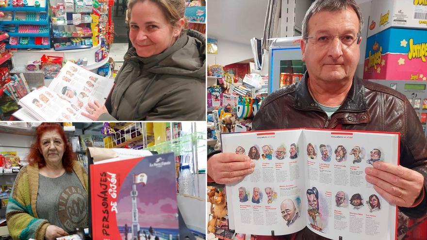 Lectores y quiosqueros ensalzan las caricaturas del libro &quot;Personajes de Gijón&quot;: &quot;Es ameno e historia de la ciudad&quot;