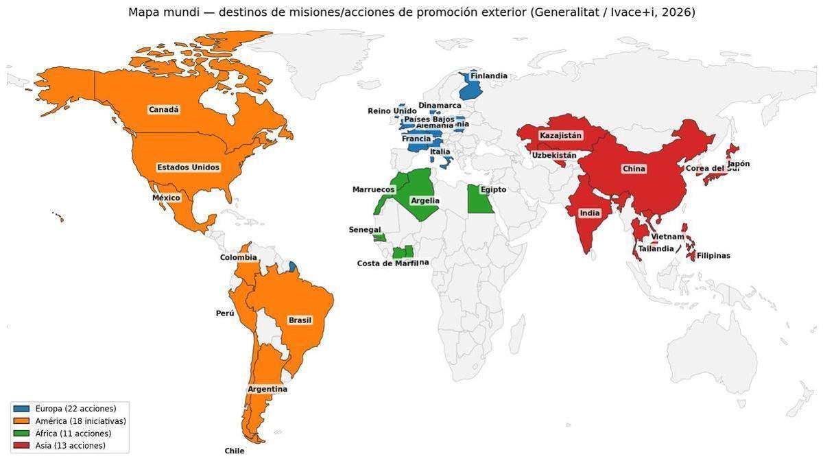 El Consell fija hoja de ruta internacional: 88 acciones en 38 mercados y foco en EEUU durante 2026