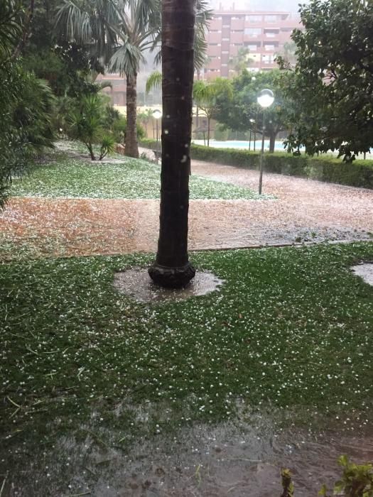 Lluvia y granizo en la Albufereta