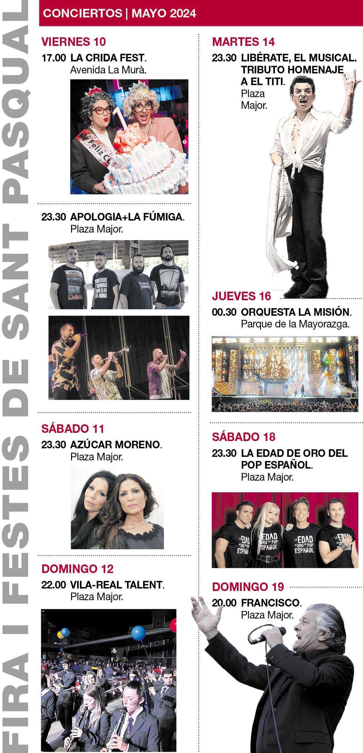 Todos los conciertos de las fiestas de Sant Pasqual 2024 en Vila-real.