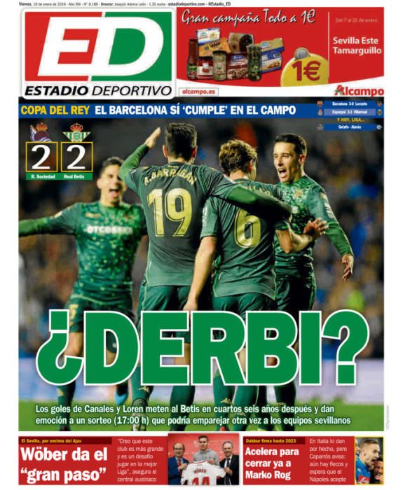 Portada ESTADIO DEPORTIVO viernes 18 de enero 2019