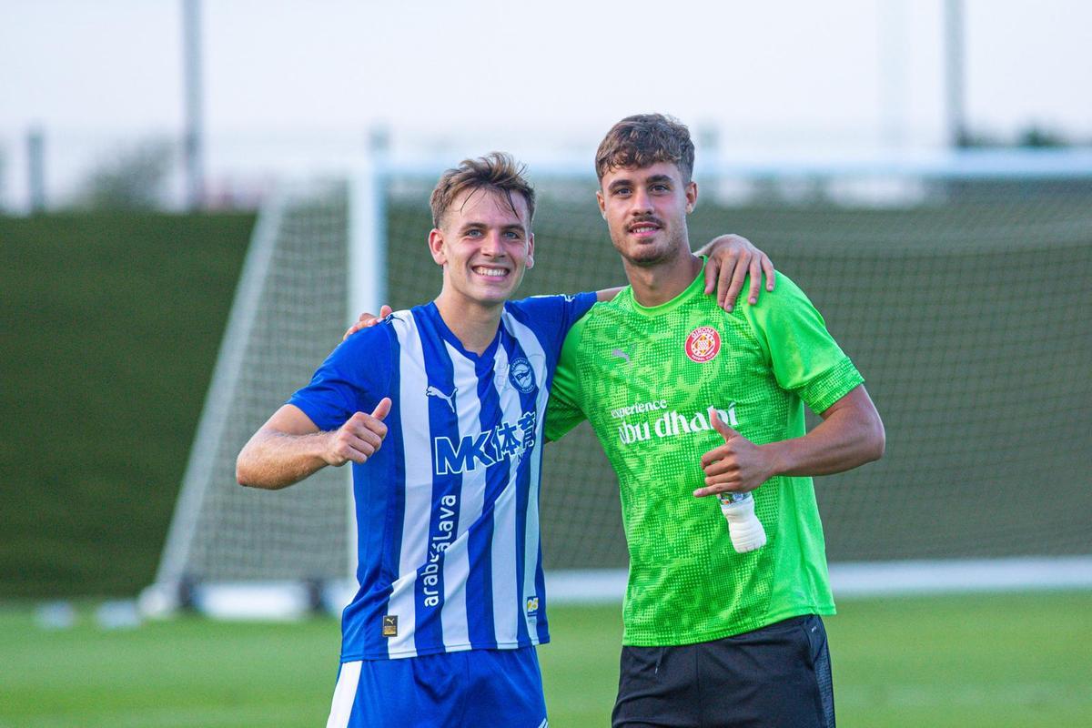 Els cosins Pablo Ibáñez (Alabès) i Hugo Rincón (Girona), en l’amistós de pretemporada de l’estiu passat.