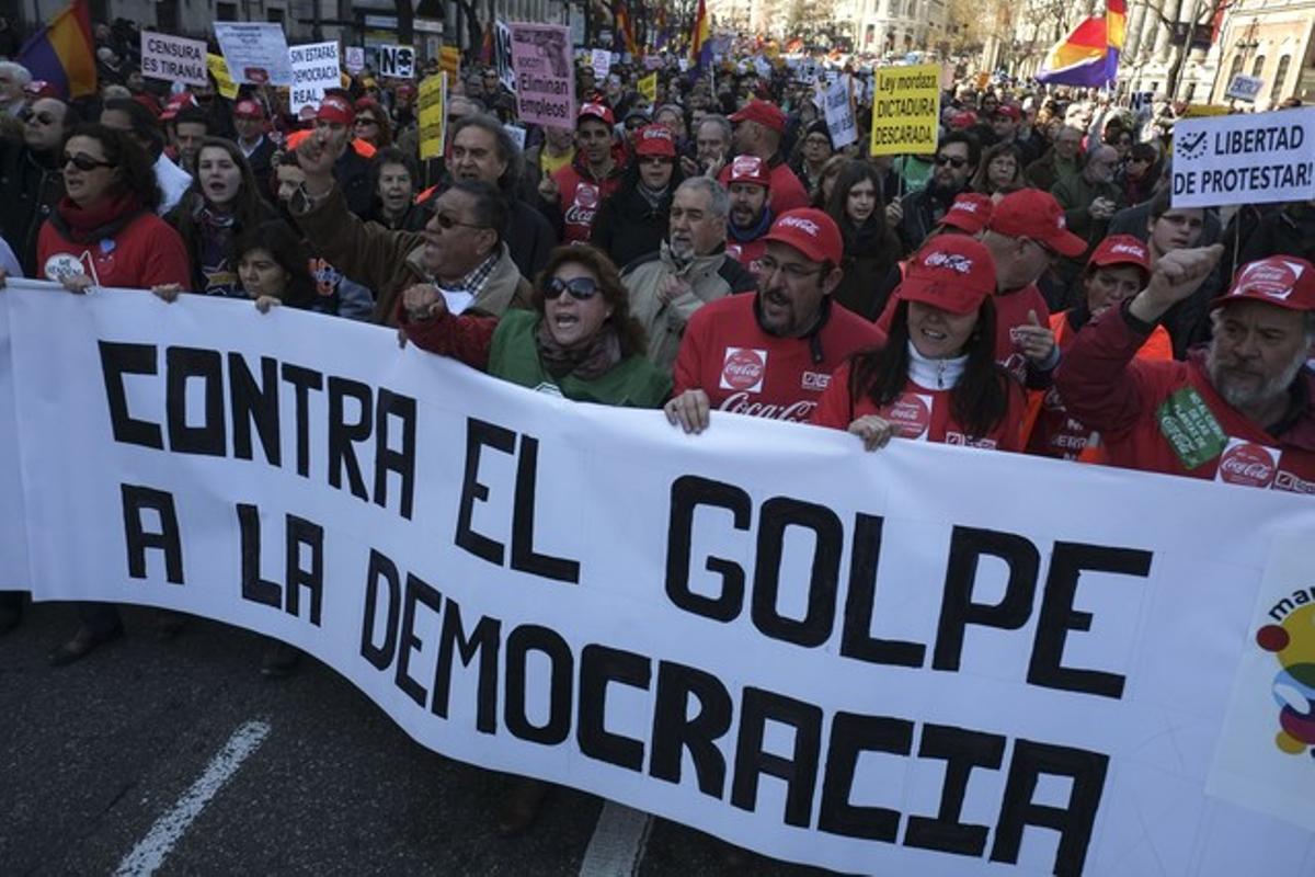 Uno de los colectivos que ha participado este domingo en la Marea Ciudadana.