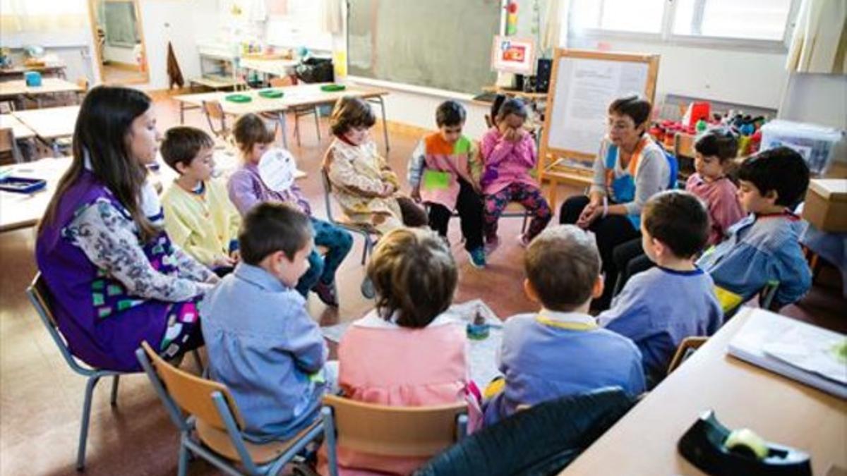 Clase de infantil en el colegio público Argentona (Maresme), donde se aplican nuevas metodologías docentes.