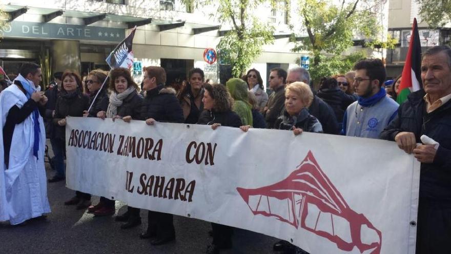 Participantes en la manifestación de apoyo al Sáhara