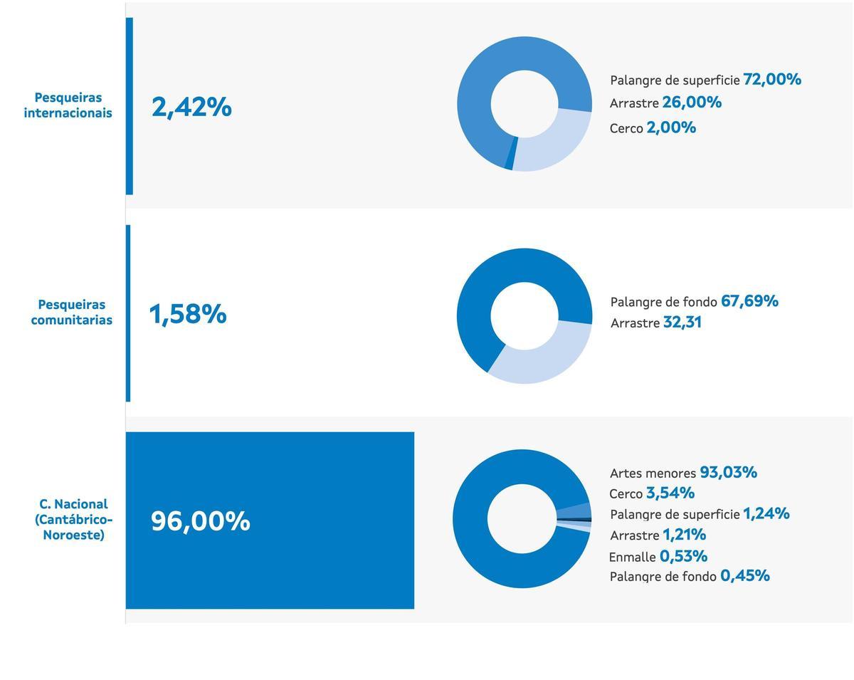 El reparto de la flota por caladeros.