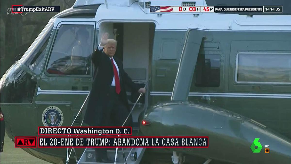 Trump saliendo de la Casa Blanca.