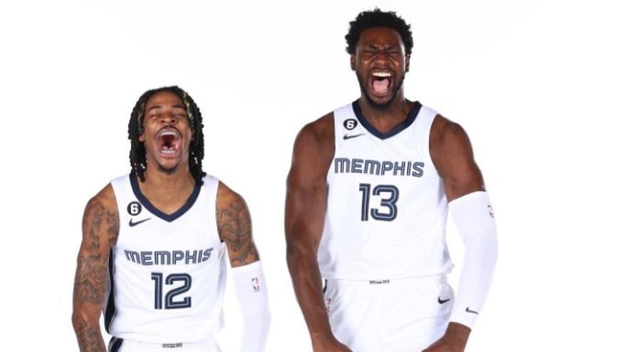 Ja Morant (izquierda) y Jaren Jackson Jr (derecha) en el media day