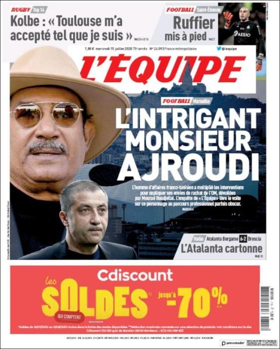 Portada L'ÉQUIPE miércoles 15 julio 2020