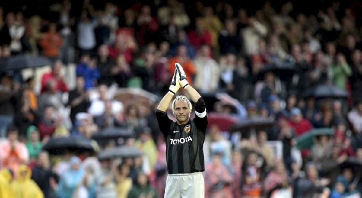 Cañizares en su último partido con el Valencia CF