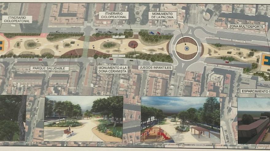 Más áreas deportivas y parques infantiles: Así será la zona ajardinada de Manises tras las obras de la N-220