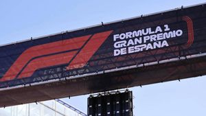 Vista de un cartel que anuncia el Gran Premio de España de Fórmula 1 durante una presentación en Ifema, Madrid.