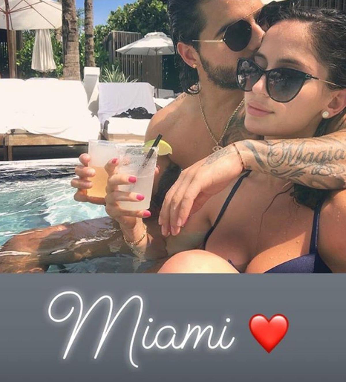 Maluma y su novia en Miami
