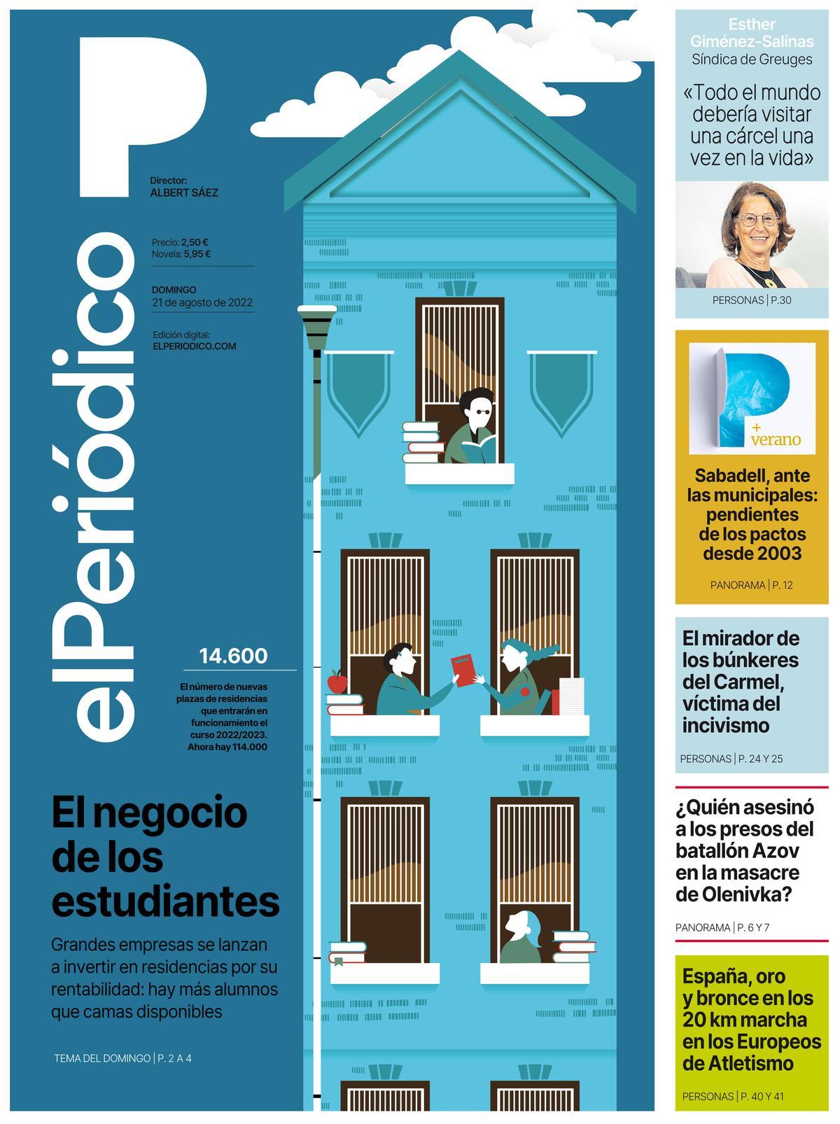 La portada d’EL PERIÓDICO del 21 d’agost del 2022 La portada d’EL PERIÓDICO del 21 d’agost del 2022