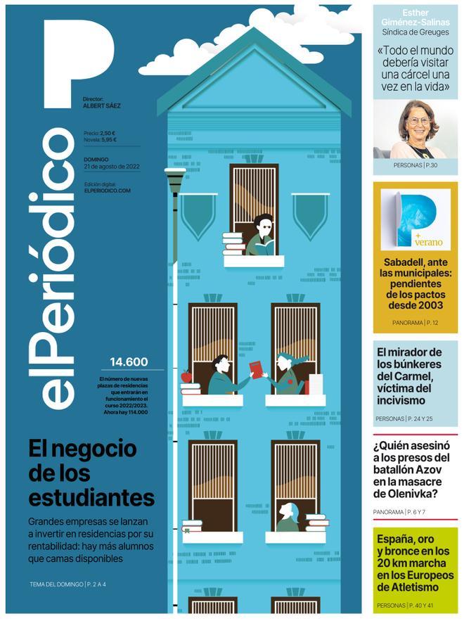 La portada d’EL PERIÓDICO del 21 d’agost del 2022
