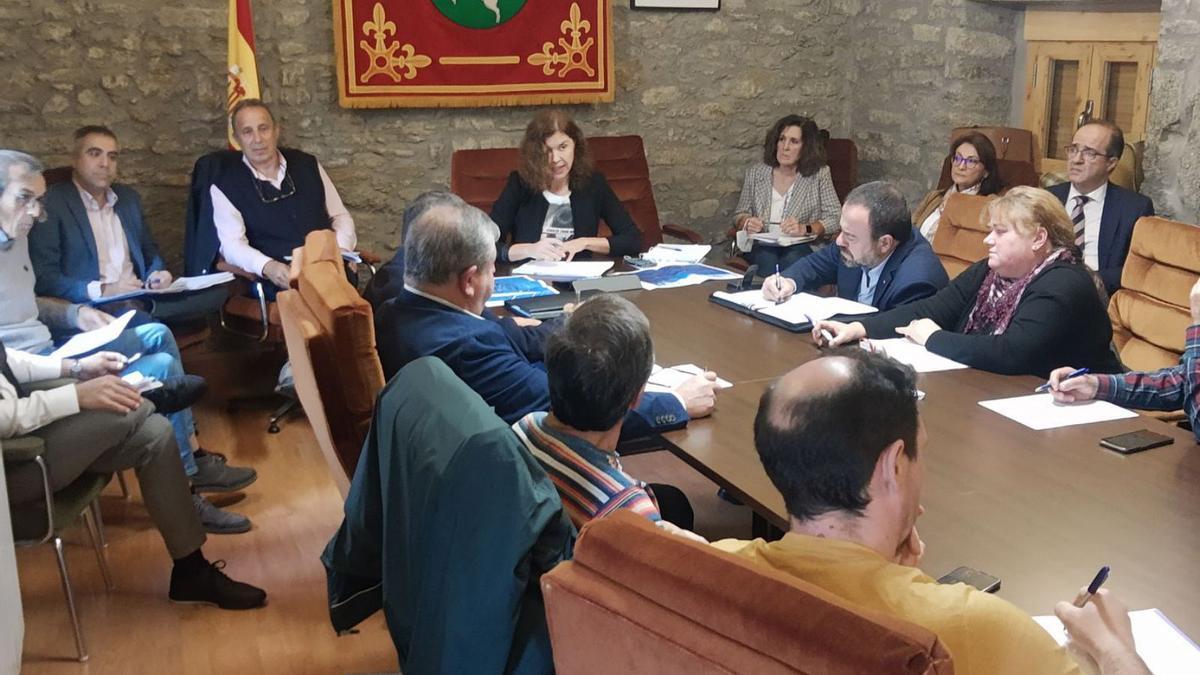 Reunión de la delegada San Damián en Villardeciervos junto a los alcaldes de la zona. | A. Saavedra