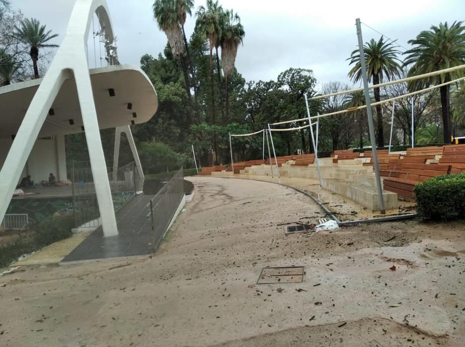 Daños en el Parque de la granizada.