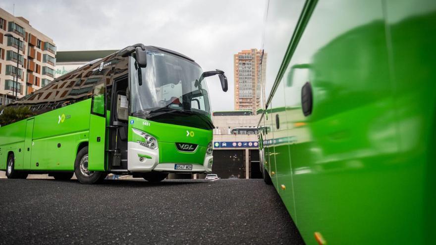 Guaguas de Titsa, incorporadas el pasado enero, en el Intercambiador de Transportes de Santa Cruz.