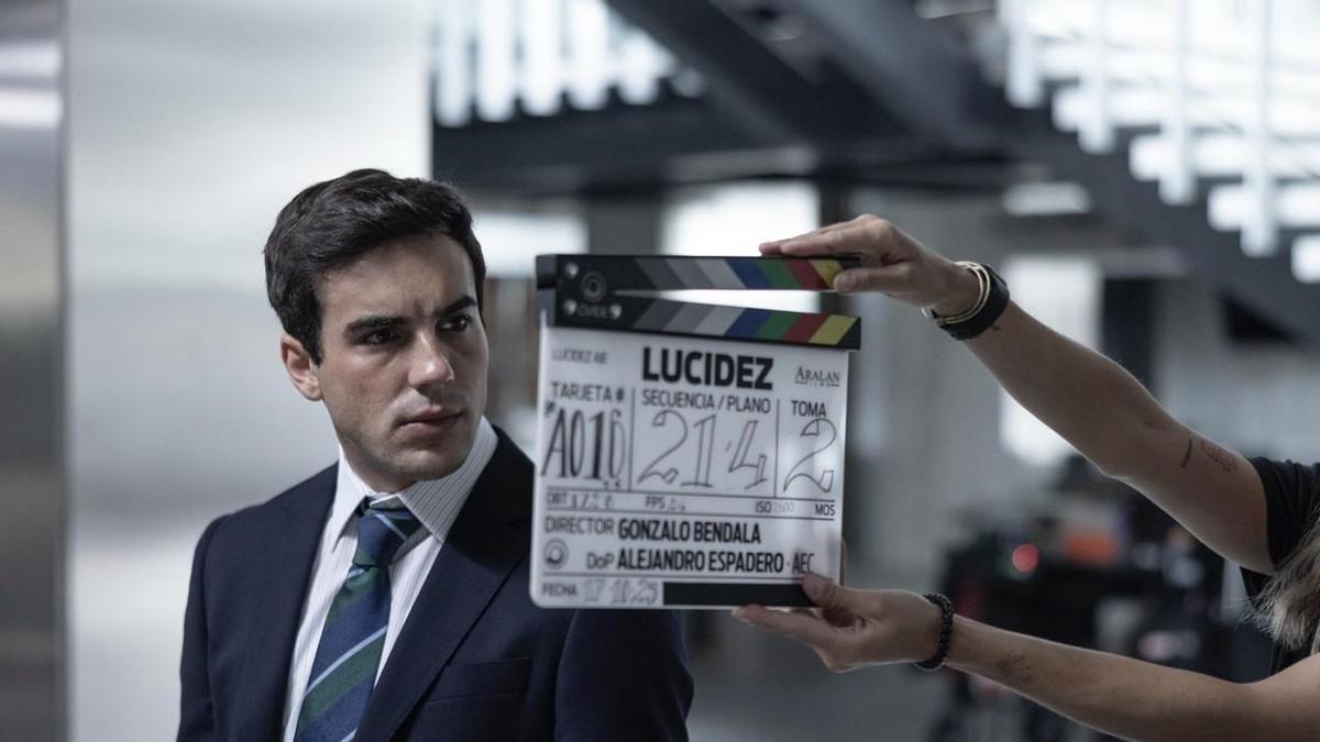 Óscar Casas en el rodaje de 'Lucidez', dirigida por Gonzalo Bendala, producida por Aralan Films y rodada entre Sevilla y Bilbao.