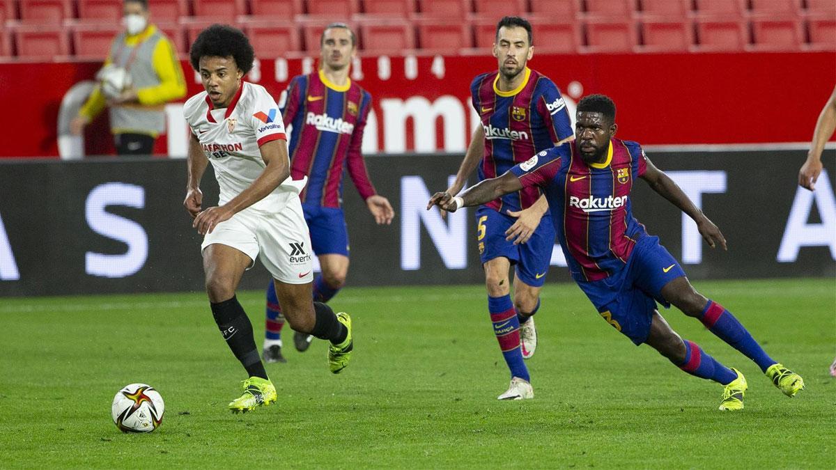 Samuel Umtiti, durante el partido contra el Sevilla