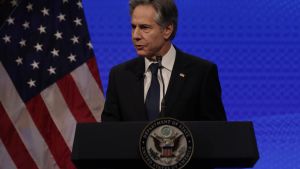 El secretario de Estado de EEUU, Antony Blinken, durante su intervención en el Atlantic Council.