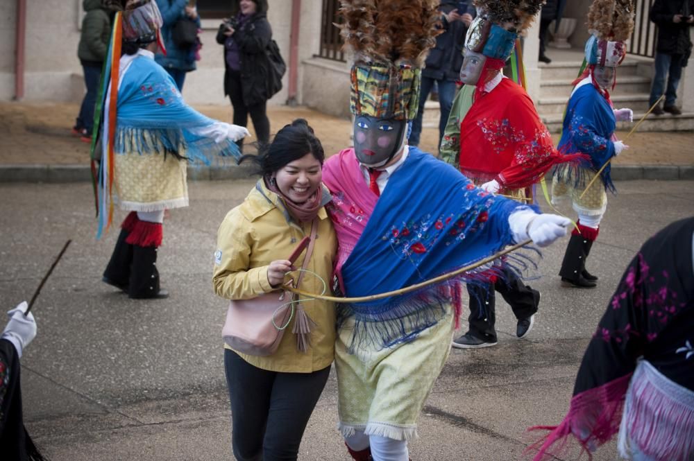 Viana reunió ayer a 39 grupos de carnavales ancestrales y foliones de España y Portugal que hoy repiten "mascarada" en Vilariño