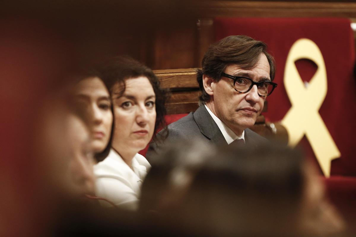 El president de la Generalitat, Salvador Illa, este miércoles en el Parlament.