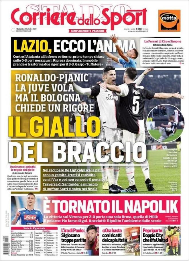 La portada de Corriere del 20 de octubre
