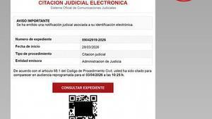 Imagen de una notificación fraudulenta