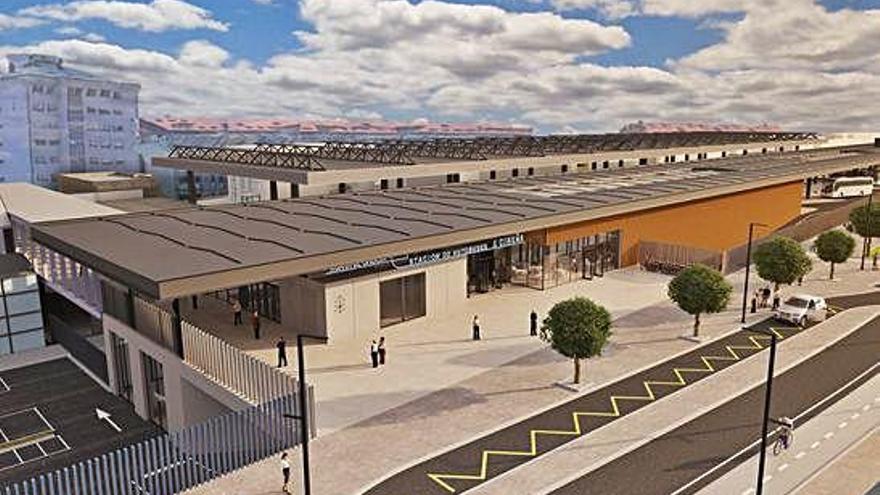 Imagen virtual de la estación de autobuses que construirá la Xunta en la intermodal, con el &#039;parking&#039; debajo.