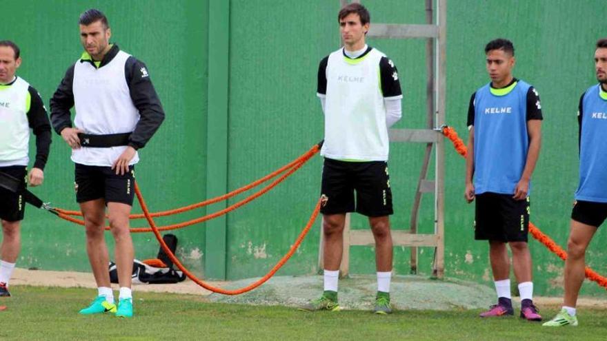 Nino, Armando, Mauro, Leomar y Eldin, en el entrenamiento de esta mañana