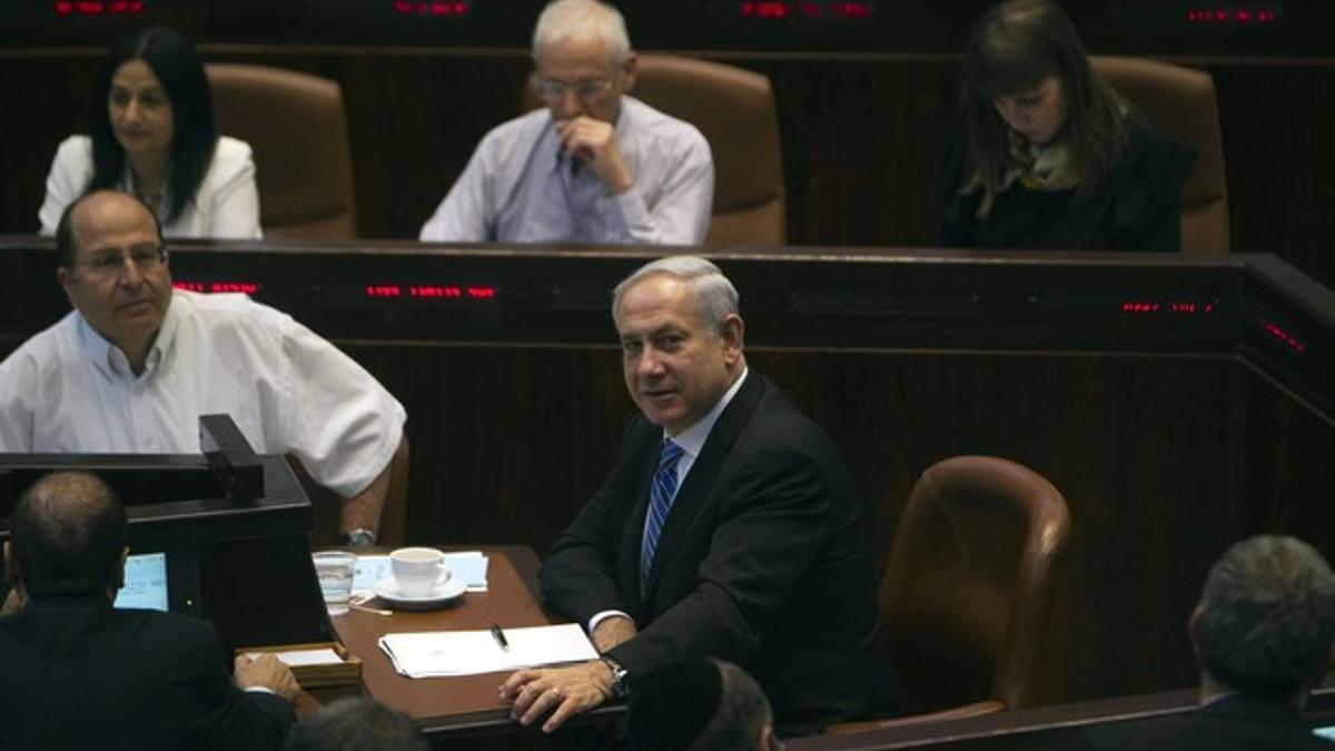 Benjamín Netanyahu, el lunes en Jerusalén, durante el debate en el Parlamento sobre la convocatoria electoral.